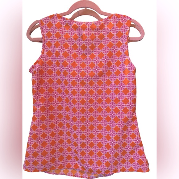 BANANA REPUBLIC GEOMETRIC SHAPE PINK‎ AND ORANGE SLEEVELESS BLOUSE SIZE MEDIUM - Picture 3 of 8